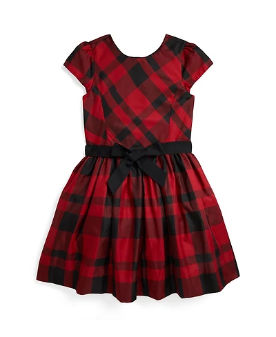 Polo Ralph Lauren Girls 7-16 Short Sleeves Plaid Taffeta Dress