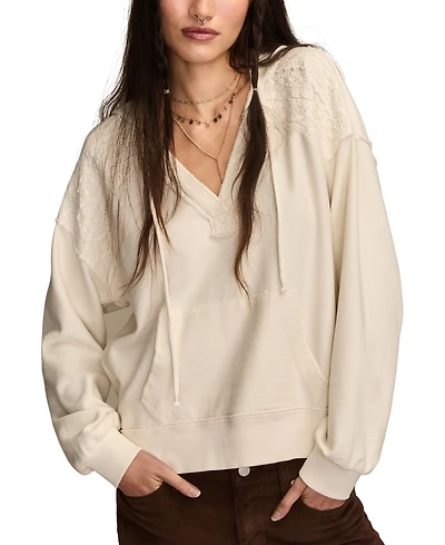 Lucky Brand Women's Crochet Trim Baja Hoodie
