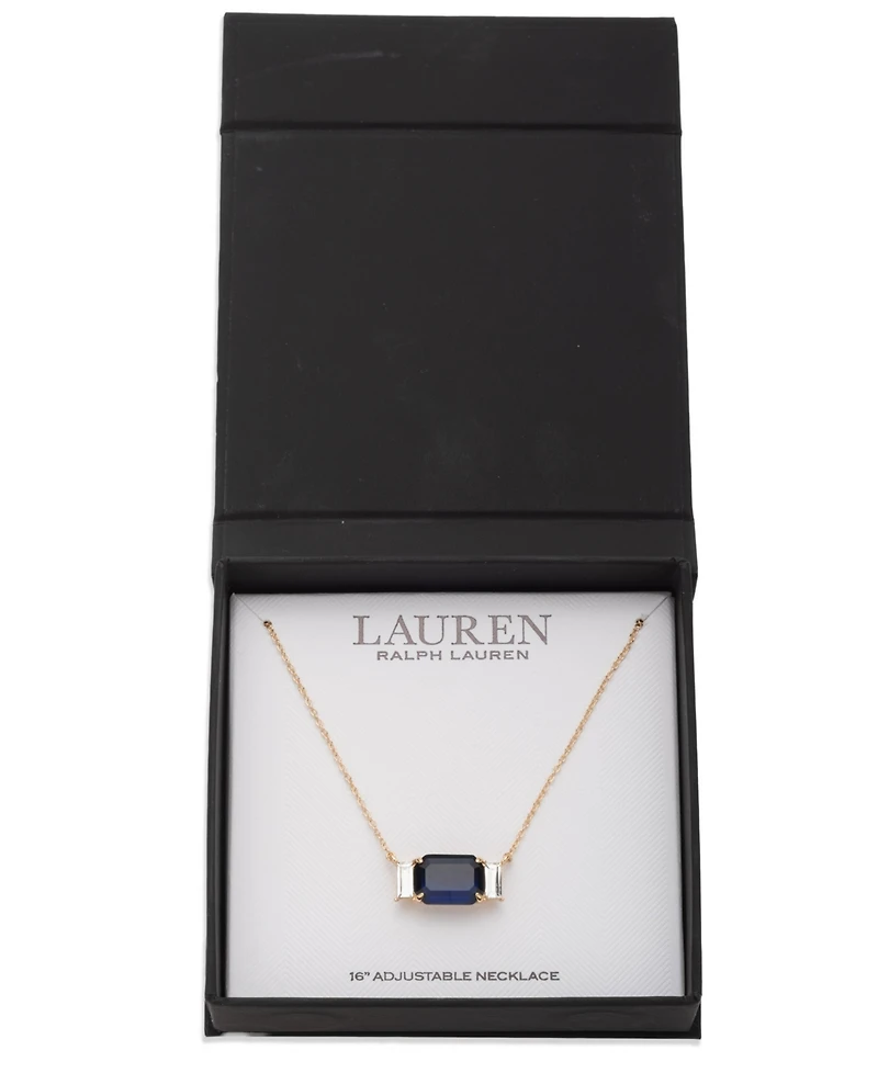 Lauren Ralph Glass Stone Pendant Necklace
