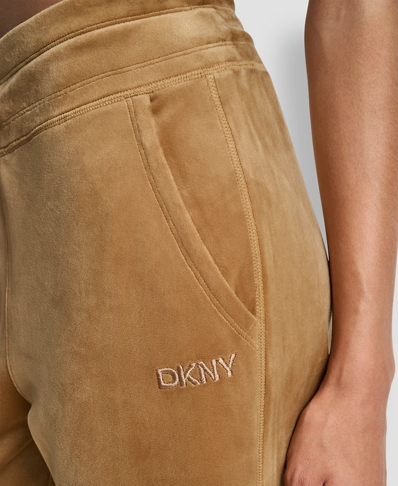 Dkny Women's Hd Embroidery Logo Slit Track Pants