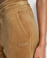 Dkny Women's Hd Embroidery Logo Slit Track Pants