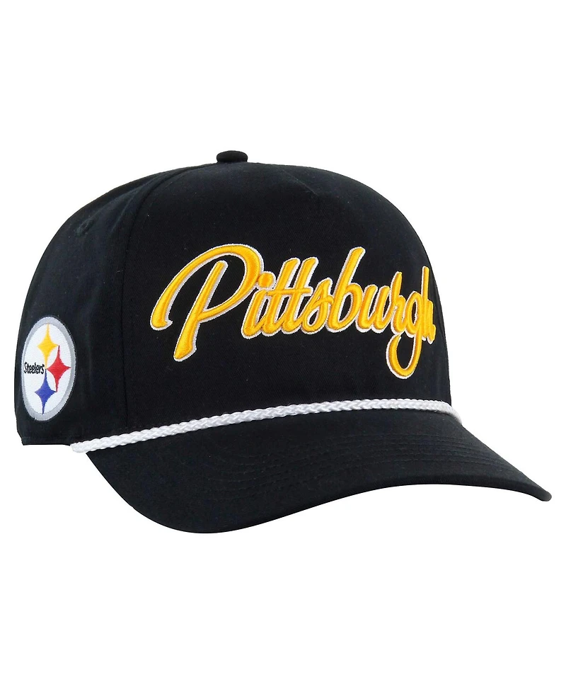 '47 Brand Men's Black Pittsburgh Steelers Overhand Hitch Adjustable Hat