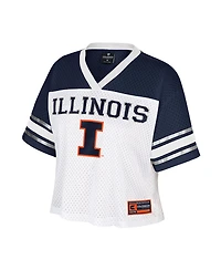 Colosseum Women's White Illinois Fighting Illini Treasure Cropped Football Jersey