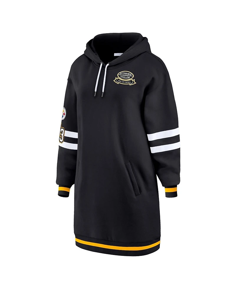 Wear by Erin Andrews Women's Black Pittsburgh Steelers Hoodie Dress