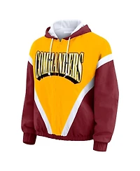 Wear by Erin Andrews Women's Gold/Burgundy Washington Commanders Retro Crinkle Full-Zip Hoodie Windbreaker Jacket