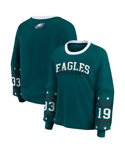 Wear by Erin Andrews Women's Midnight Green Philadelphia Eagles Sport Long-Sleeve T-Shirt