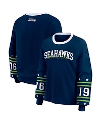 Wear by Erin Andrews Women's College Navy Seattle Seahawks Sport Long-Sleeve T-Shirt