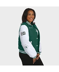 Wear by Erin Andrews Women'sGreen Michigan State Spartans Varsity Full-Snap Puffer Jacket