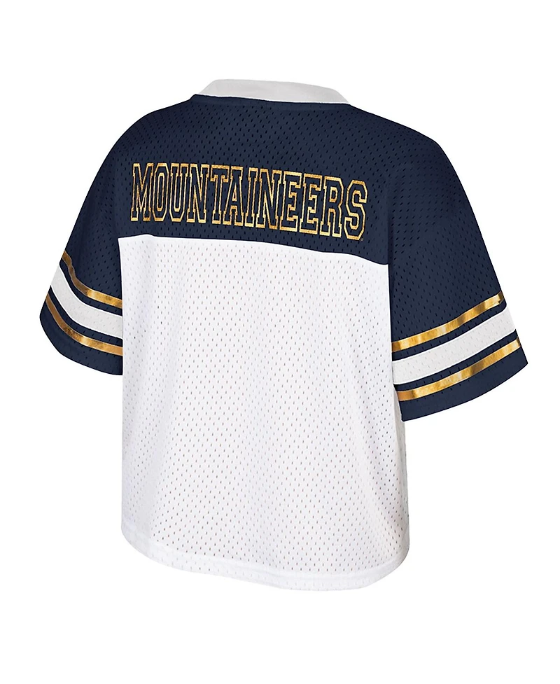 Colosseum Women's White West Virginia Mountaineers Treasure Cropped Football Jersey