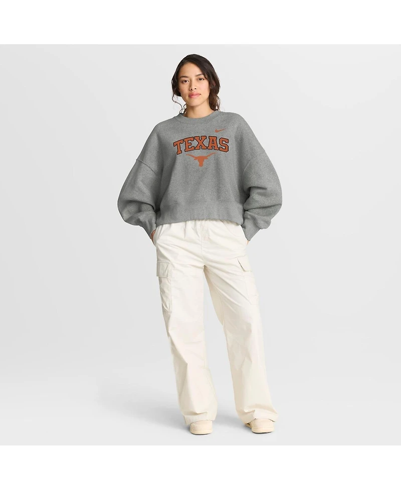 Nike Women'sHeather Gray Texas Longhorns Oversized Phoenix Arch Pullover Sweatshirt