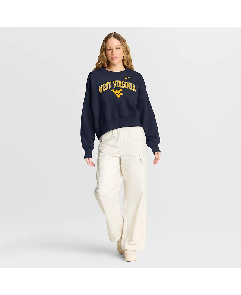 Nike Women'sNavy West Virginia Mountaineers Oversized Phoenix Arch Pullover Sweatshirt