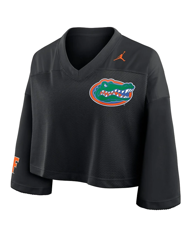 Jordan Women'sBlack Florida Gators Cropped Mesh Dri-fit Fashion Jersey