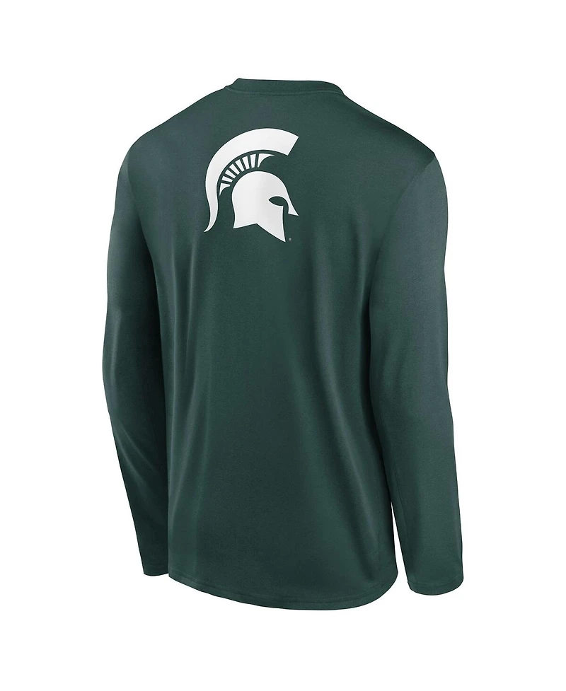 Nike Men's Green Michigan State Spartans Primetime Campus 2-Hit Legend Dri-fit Long Sleeve T-Shirt