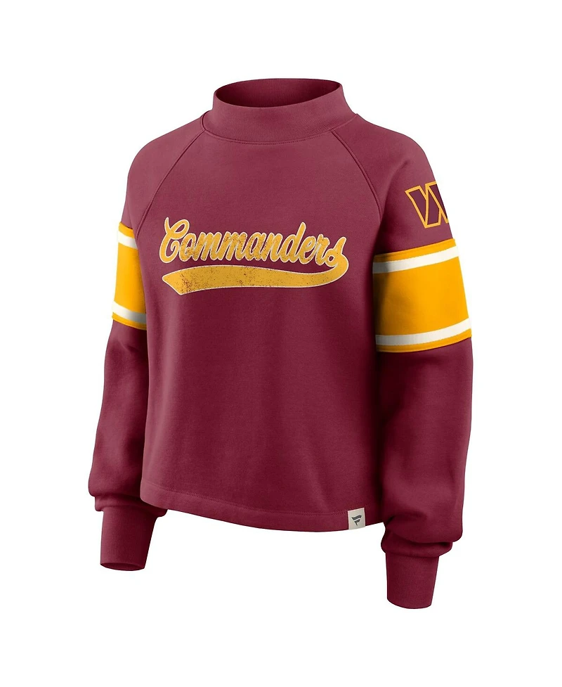 Fanatics Women's Burgundy Washington Commanders Oversized Hometown Toss Sweep Mock Neck Pullover Hoodie