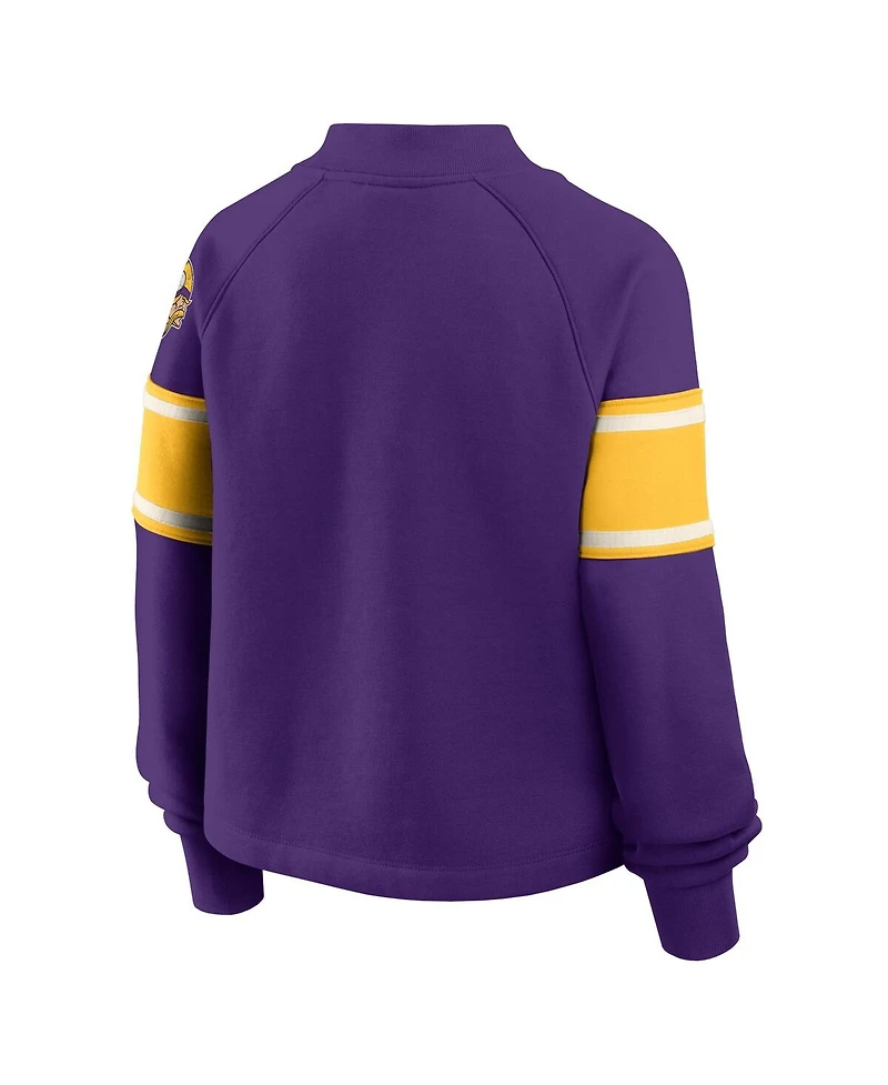Fanatics Women's Purple Minnesota Vikings Oversized Hometown Toss Sweep Mock Neck Pullover Hoodie