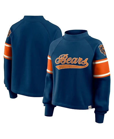 Fanatics Women's Navy Chicago Bears Oversized Hometown Toss Sweep Mock Neck Pullover Hoodie