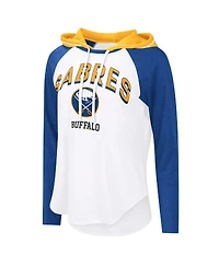 G-iii 4Her by Carl Banks Women's White Buffalo Sabres Vip Raglan Long Sleeve Hoodie T-Shirt