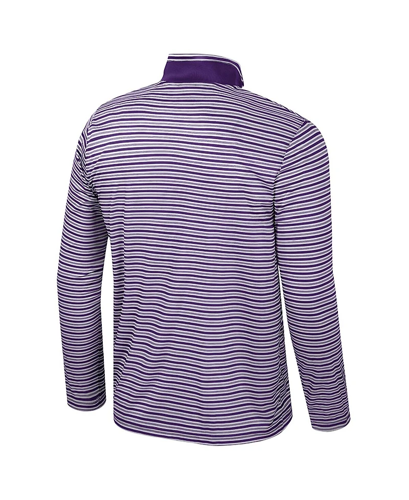 Colosseum Men'sPurple Clemson Tigers Striped Quarter-Zip Hoodie