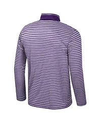 Colosseum Men'sPurple Clemson Tigers Striped Quarter-Zip Hoodie