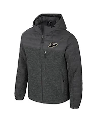 Colosseum Men's Charcoal Purdue Boilermakers Nightman Full-Zip Hoodie Puffer Jacket