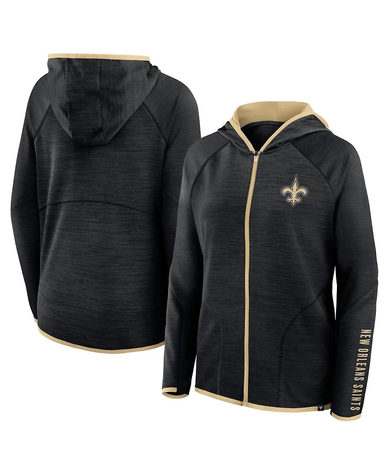 Fanatics Women's Black New Orleans Saints Redzone End Around Pass Raglan Full-Zip Hoodie