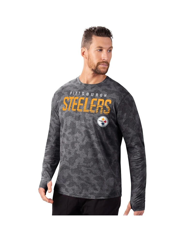 Msx by Michael Strahan Men's Black Pittsburgh Steelers Performance Camo Long Sleeve T-Shirt
