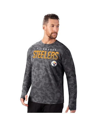 Msx by Michael Strahan Men's Black Pittsburgh Steelers Performance Camo Long Sleeve T-Shirt