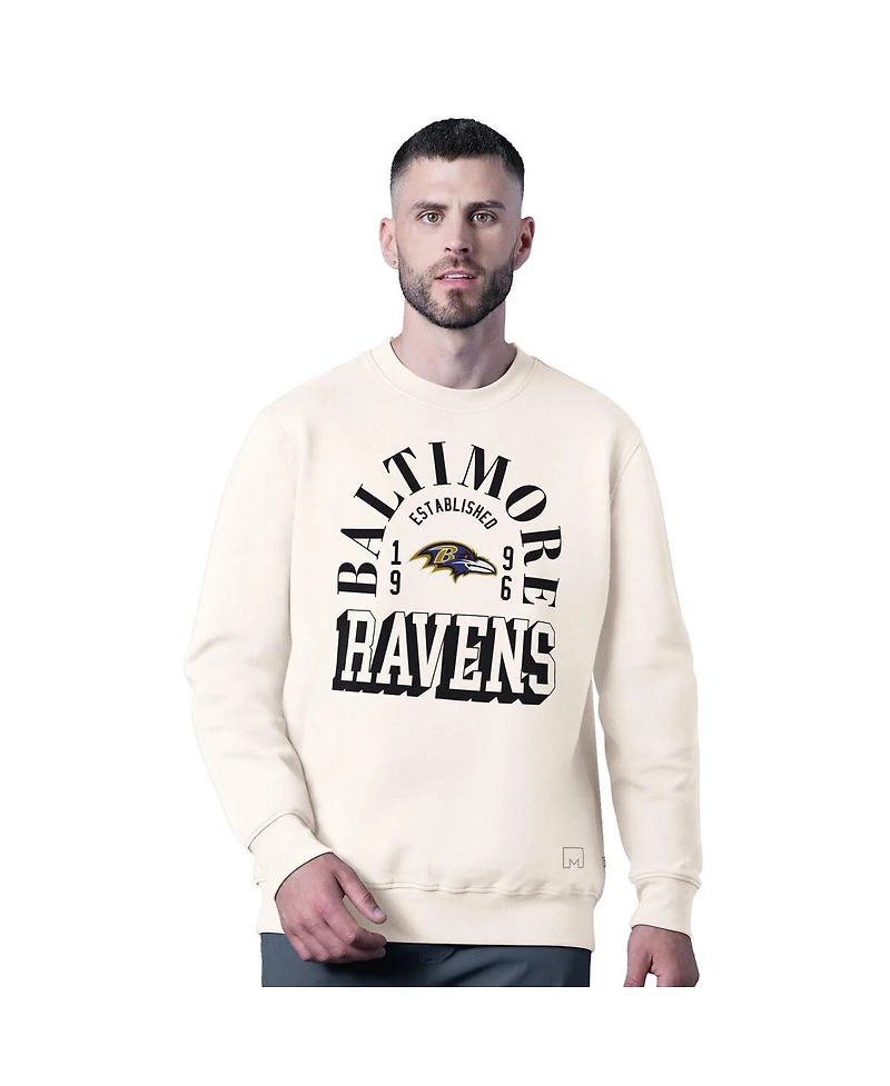 Msx by Michael Strahan Men's White Baltimore Ravens Whiteout Tri-Blend Sweatshirt