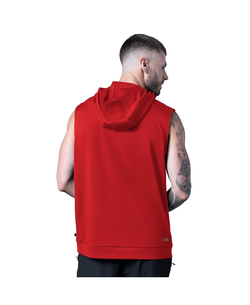 Msx by Michael Strahan Men's Scarlet San Francisco 49ers Tri-Blend Rebound Sleeveless Hoodie