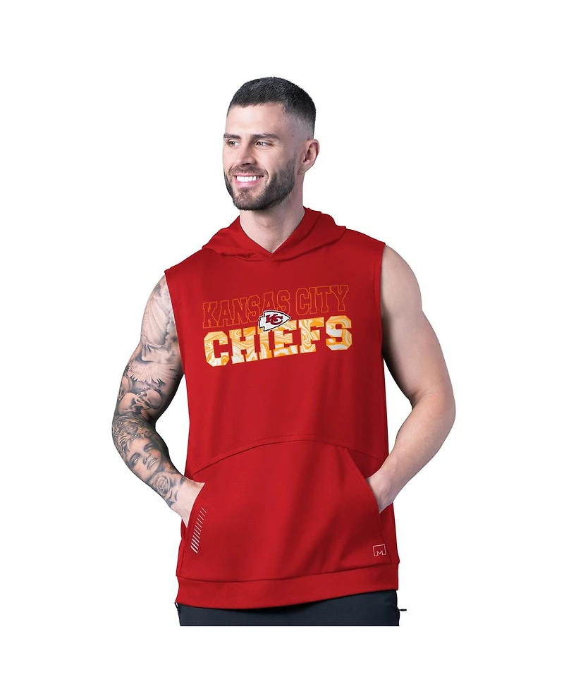 Msx by Michael Strahan Men's Red Kansas City Chiefs Tri-Blend Rebound Sleeveless Hoodie