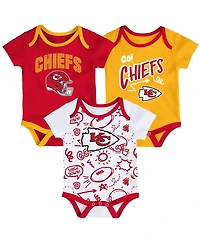 Outerstuff Baby Boys and Girls 3-Piece Kansas City Chiefs All Day Play Bodysuit Set