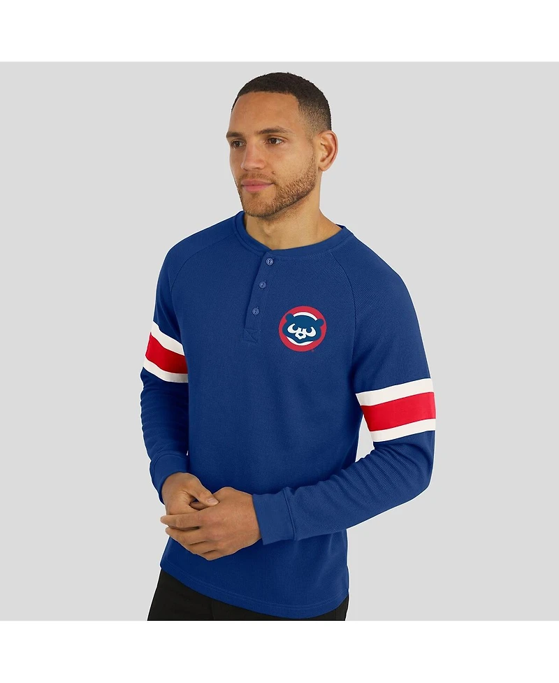 Fanatics Men's Darius Rucker Collection by Royal Chicago Cubs Waffle-Knit Raglan Long Sleeve Henley T-Shirt