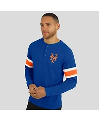 Fanatics Men's Darius Rucker Collection by Royal New York Mets Waffle-Knit Raglan Long Sleeve Henley T-Shirt