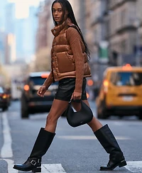 Dkny Jeans Women's Quilted Mock Neck Puffer Vest Jacket