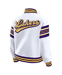 Wear by Erin Andrews Women's White Los Angeles Lakers Snap Front Fleece Sweatshirt