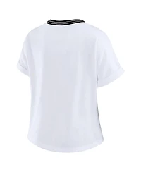 Wear by Erin Andrews Women's White Las Vegas Raiders Cropped Center Stripe Dolman T-Shirt