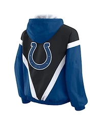 Wear by Erin Andrews Women's Black/Royal Indianapolis Colts Retro Crinkle Full-Zip Hoodie Windbreaker Jacket