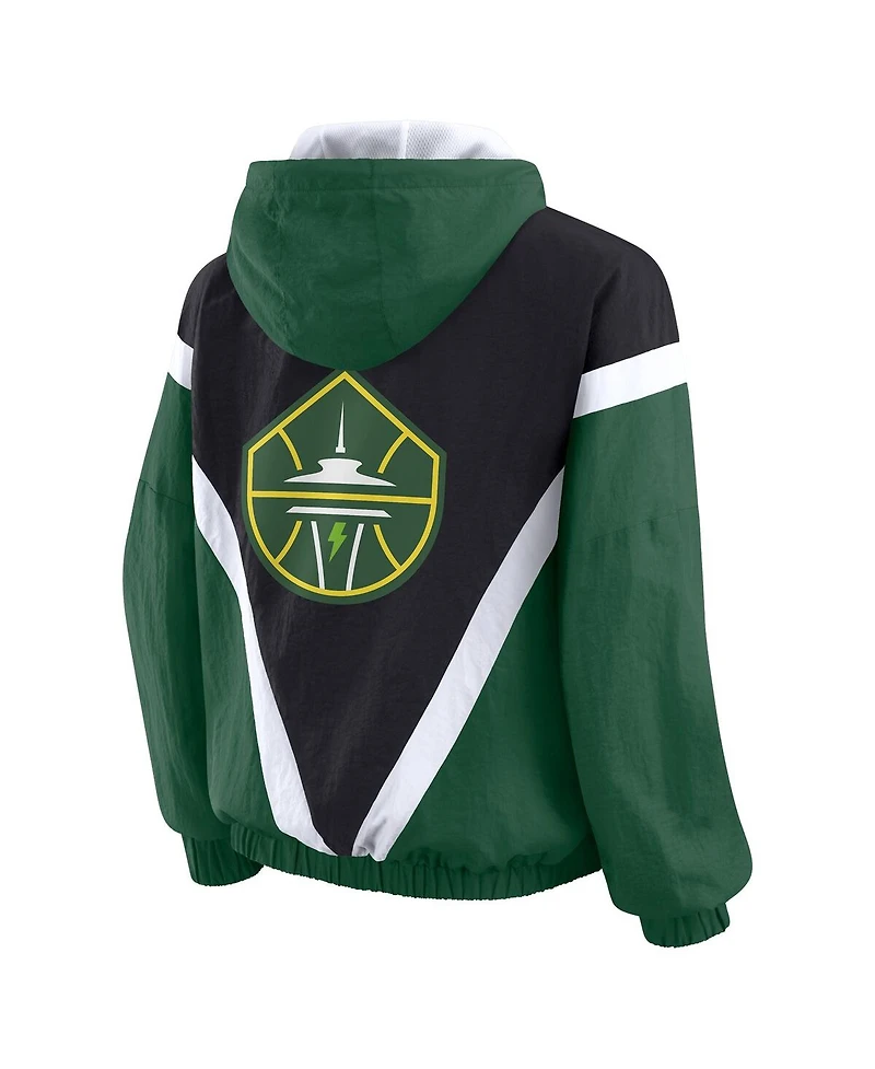 Wear by Erin Andrews Women'sGreen/Black Seattle Storm Color Block Full-Zip Hoodie Windbreaker Jacket