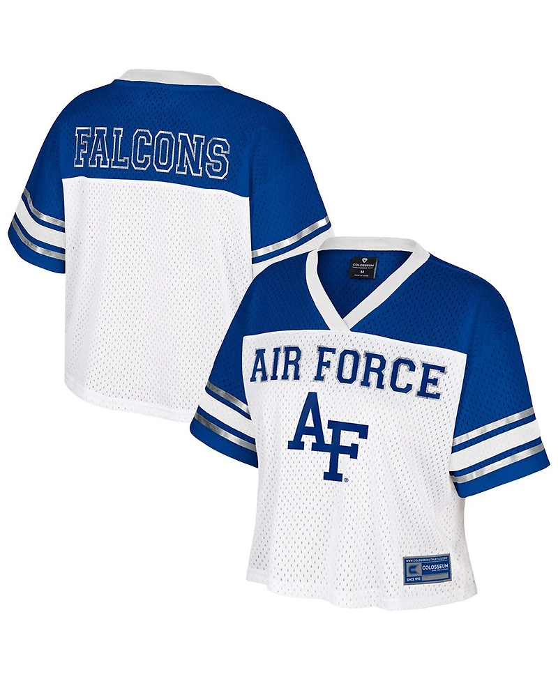 Colosseum Women's White Air Force Falcons Treasure Cropped Football Jersey