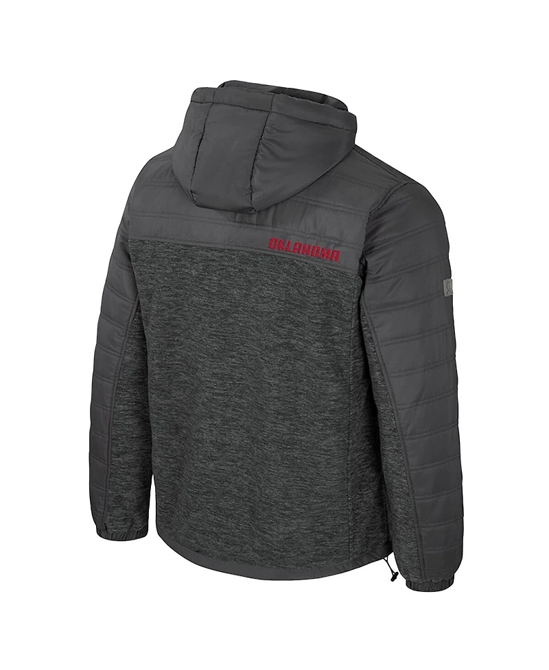 Colosseum Men's Charcoal Oklahoma Sooners Nightman Full-Zip Hoodie Puffer Jacket