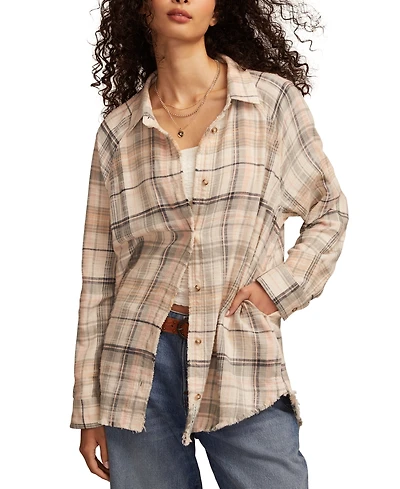 Lucky Brand Women's Tunic Plaid Button Down Shirt