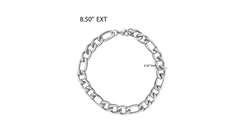 Lucky Brand Stainless Steel (304) 8MM Figaro Chain Necklace 22'' and Bracelet 8.5'' Set