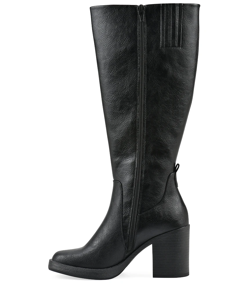 White Mountain Women's Mackle Tall Shaft Wide Calf Block Heel Boots