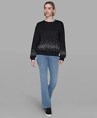 Karl Lagerfeld Paris Women's Sparkle Long Sleeve Sweatshirt