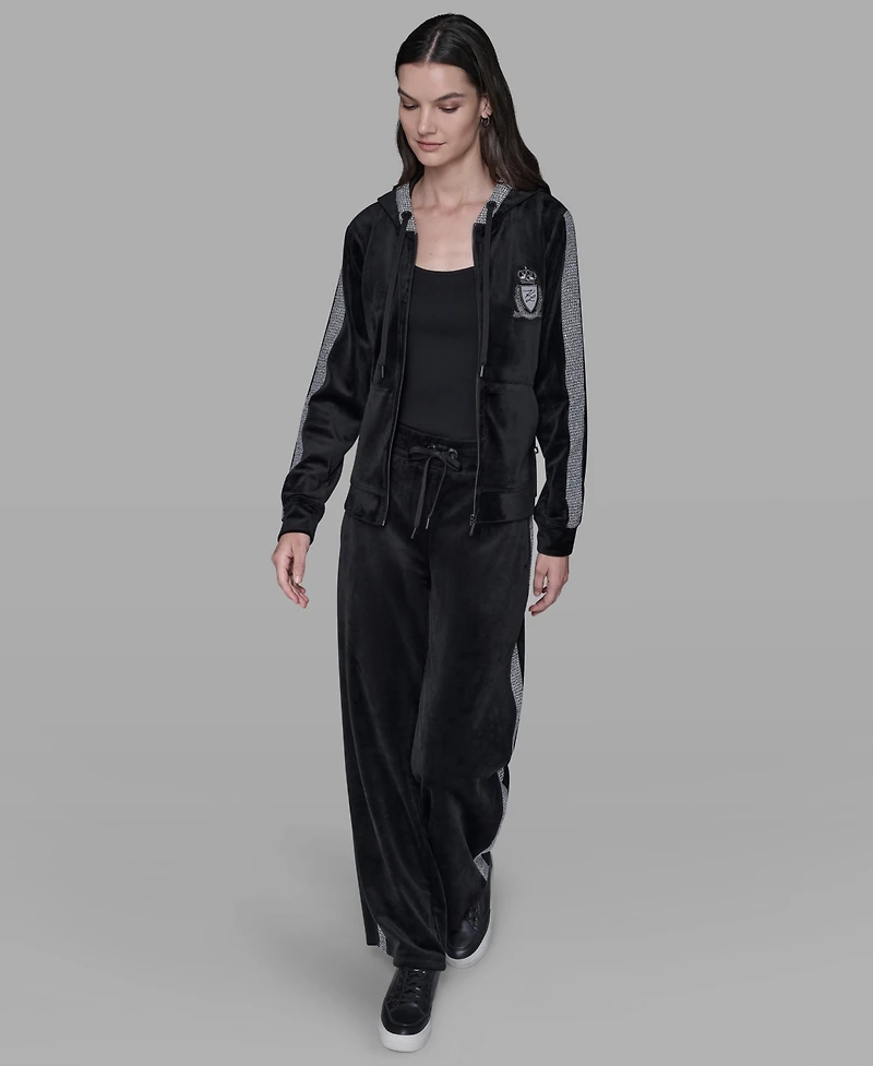 Karl Lagerfeld Paris Women's Zip-Up Hooded Jacket