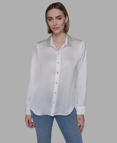 Karl Lagerfeld Paris Women's Collared Neck Shirt