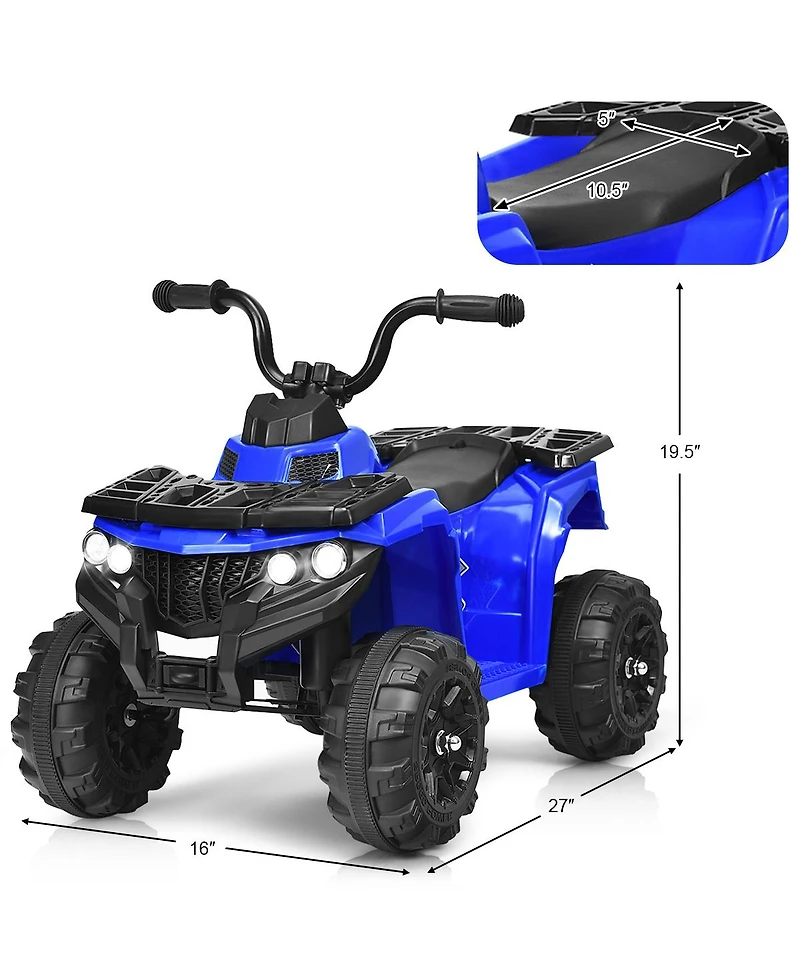 Gymax Kids Ride On Car 6V Battery Powered Atv w/4 Anti-skid Wheels Music Player