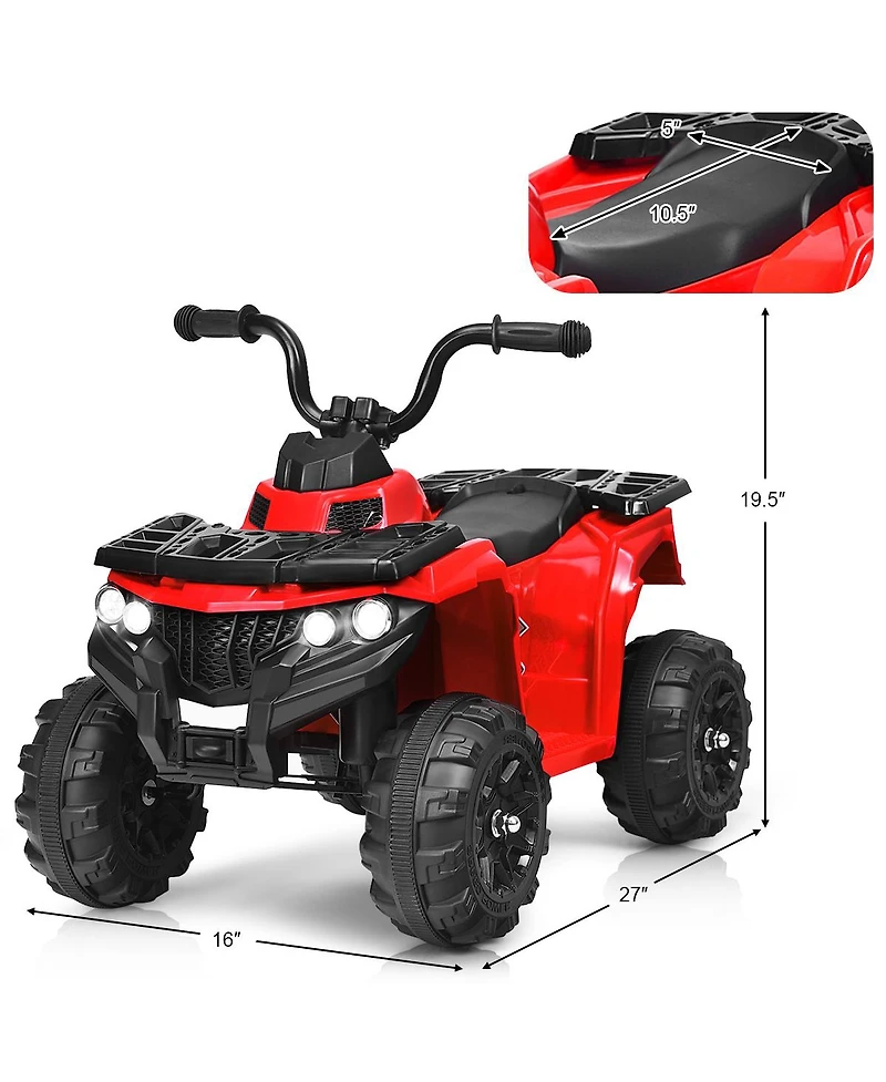 Gymax Kids Ride On Car 6V Battery Powered Atv w/4 Anti-skid Wheels Music Player