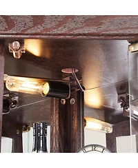 Lovmor Elegant Corner Curio Cabinet with Glass Doors Mirrored Panels and Adjustable Shelves