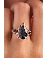 Le Vian Deep Sea Blue Topaz (4-3/4 ct. t.w.) & Diamond (1/2 ct. t.w.) Pear-Shape Statement Ring in 14k Rose Gold